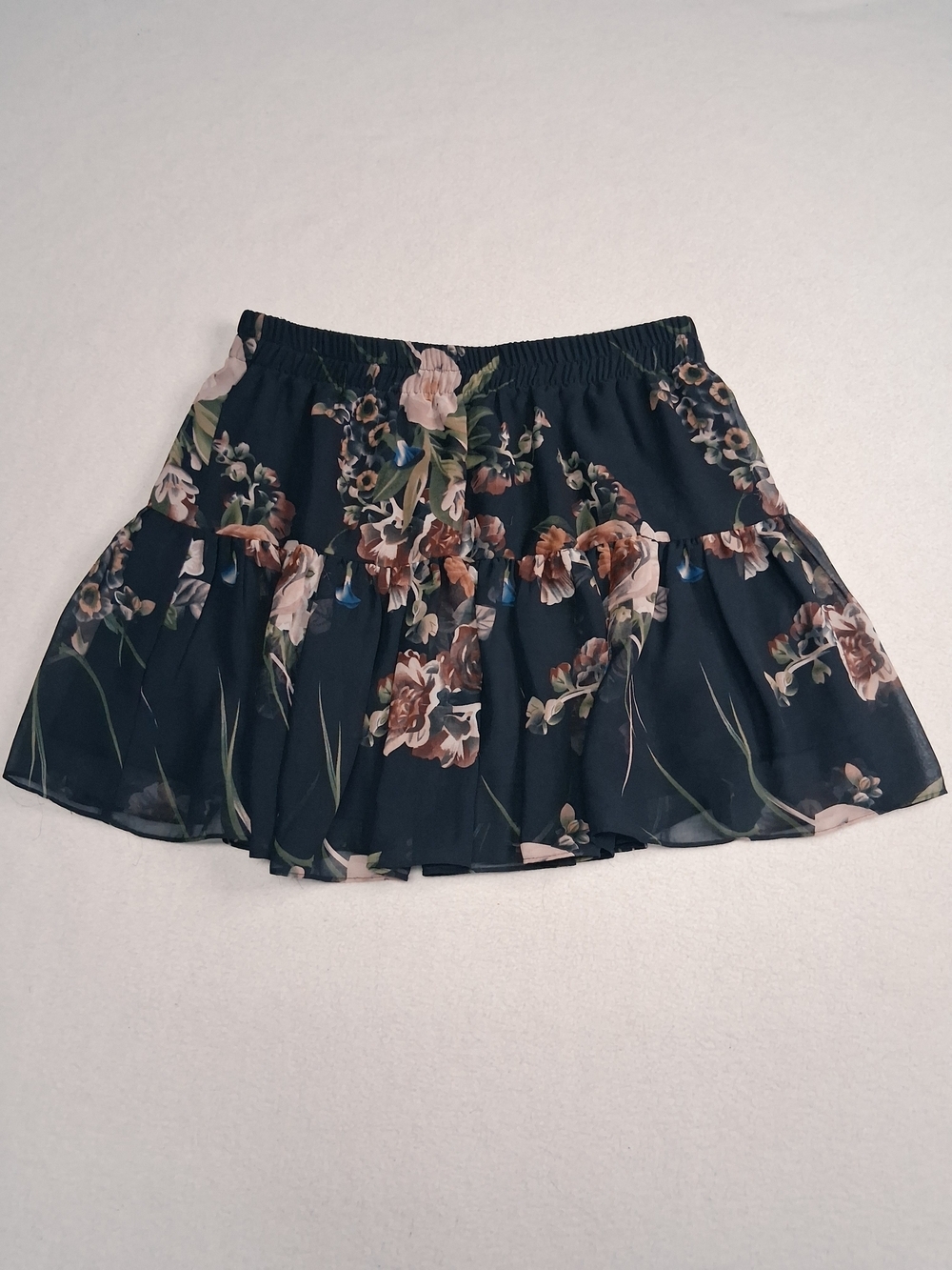 Garage Black Floral Skater Skirt with Pink and Green Details - Picture 6 of 6